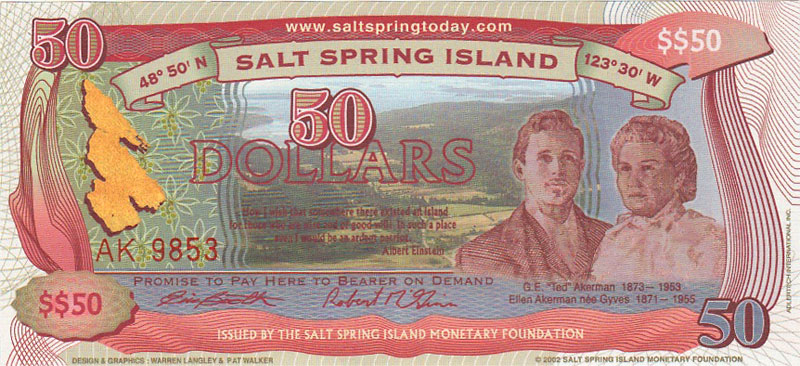 $$50 Salt Spring Dollars